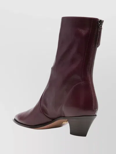 Aquazzura Ankle Boot With Cone Heel And Pointed Toe In Burgundy