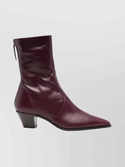 Aquazzura Ankle Boot With Cone Heel And Pointed Toe In Burgundy