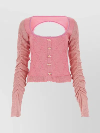 Cormio Elena Sweater With Cut-out Detail And Flounces In Pink