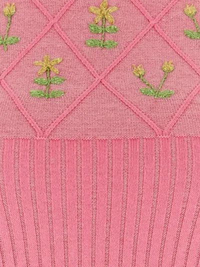 Cormio Ortensia Diamond Floral Embroidery Sweater In Pink