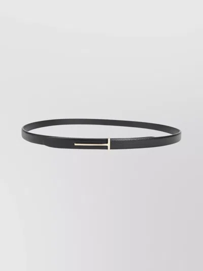 Tom Ford Supple Grain Leather Slim T Belt In Black