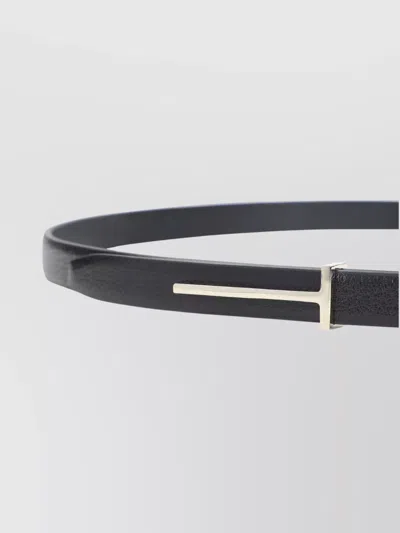 Tom Ford Supple Grain Leather Slim T Belt In Black
