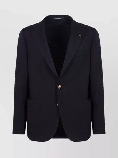 Tagliatore Single-breasted Wool Jacket With Lapel Collar In Blue