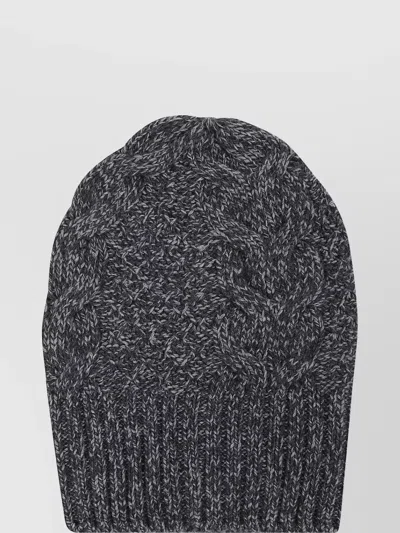 Ermanno Scervino Cozy Cable Knit Hat With Ribbed Hem In Gray