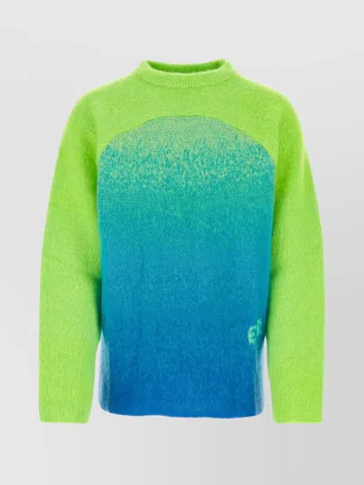 Erl Mohair Blend Crew Neck Knit Sweater In Gray