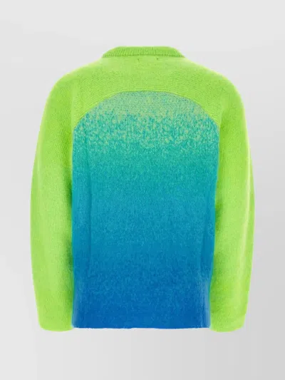 Erl Mohair Blend Crew Neck Knit Sweater In Gray