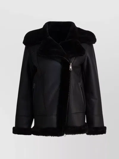 Blancha Jacket Featuring Faux Fur Collar And Cuffs In Black