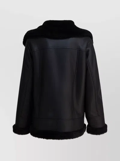 Blancha Jacket Featuring Faux Fur Collar And Cuffs In Black