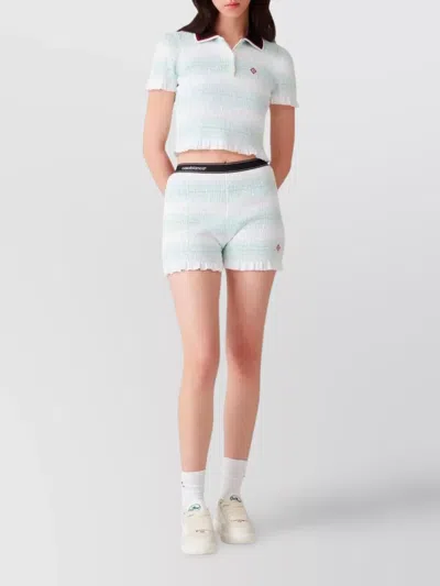 Casablanca Striped Polo Collar Knitwear In White