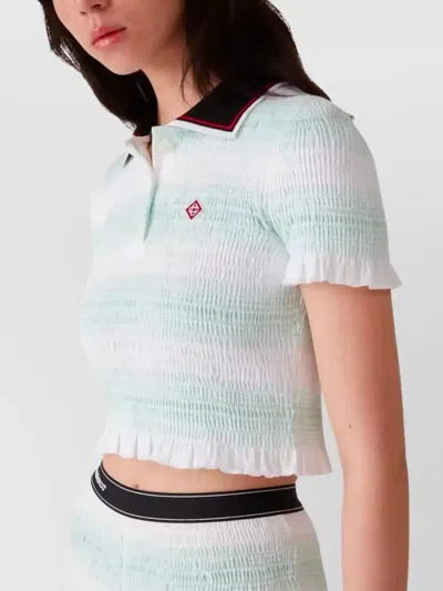 Casablanca Striped Polo Collar Knitwear In White