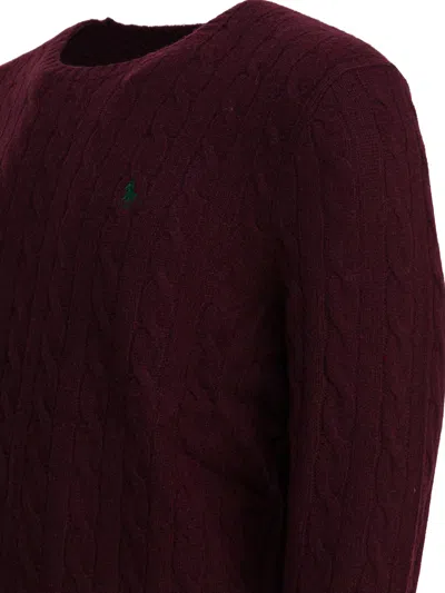 Polo Ralph Lauren Ralph Lauren Cable Knit Jumper Burgundy In Black