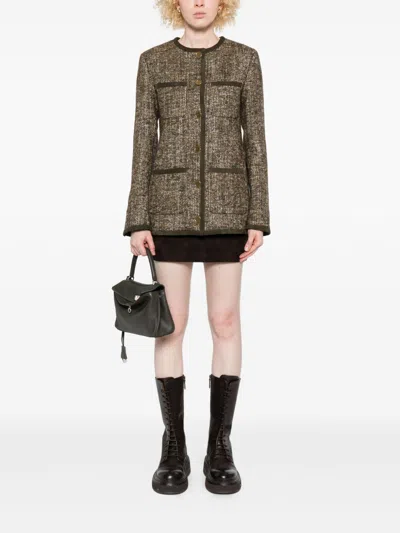 Golden Goose Coffee-colored Wool Tweed Jacket In Brown