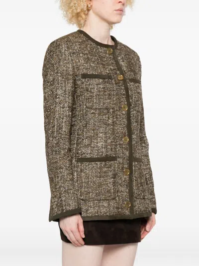 Golden Goose Coffee-colored Wool Tweed Jacket In Brown