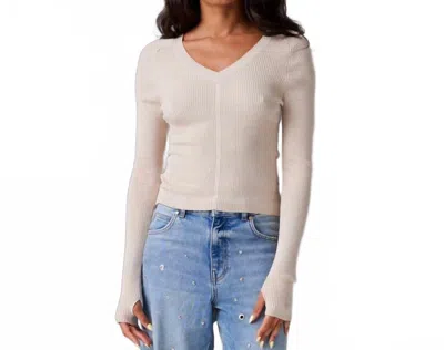 Colorush Jones Skinny Rib V-neck Sweater In Sail In Neutral