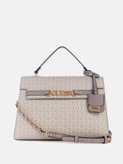 Guess Factory Rhiannon Logo Top Handle Bag In Sand