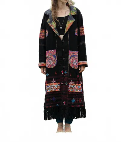 Standawt Merino Wool Coat In Black Multi In Black