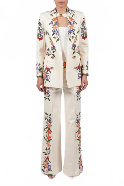Borgo De Nor Quinn Jacket & Matching Pants Set In Tree Of Life Cream In Neutral