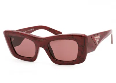 Pre-owned Prada Cat Eye Sunglasses In Red Marble (pr13zsf/15d08s/50)