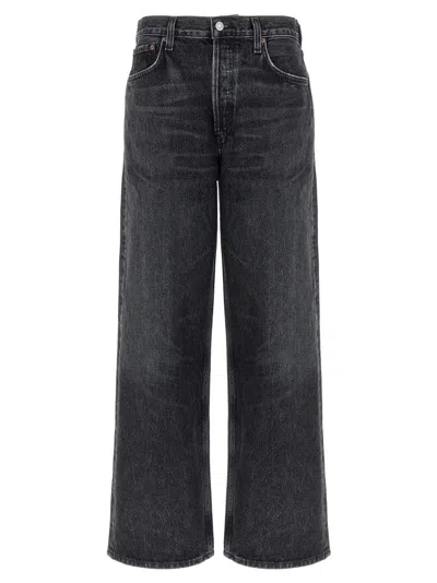 Agolde Straight-leg Low-rise Jeans With Classic Five-pocket Styling In Black