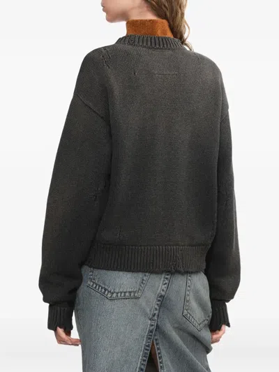 Miharayasuhiro Cat-face Distressed Knitted Sweater In Black