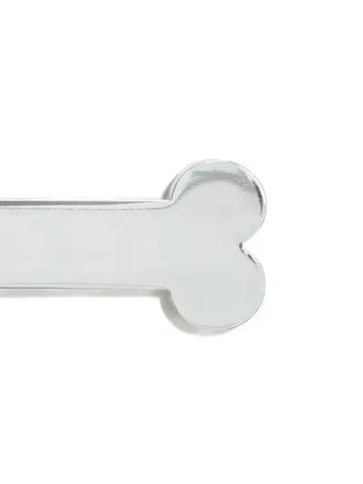 Bimba Y Lola Engraved Bone-shaped Keyring In Metallic