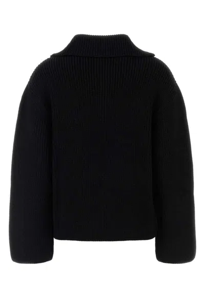Courrèges Half-zip Sweater With Logo Patch In Black