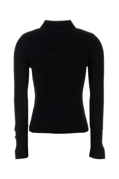 Courrèges Courreges Black Viscose Blend Polo Shirt In Black