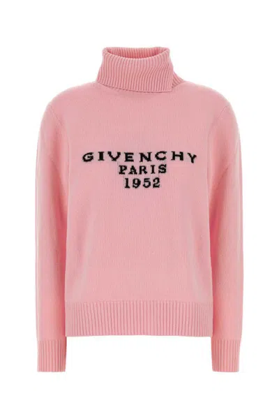 Givenchy Turtleneck Logo Wool-cashmere Sweater In Pink