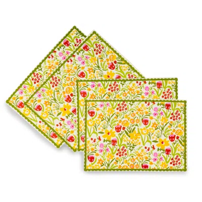 Tiramisu Spring Fling Block Print Cotton Placemats