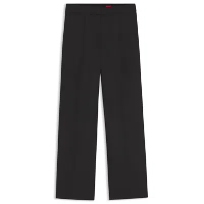 Hugo Boss Regular-fit Pants With Wide Leg In Stretch Fabric In Black