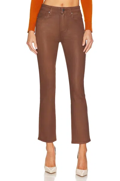 Paige Cindy Straight Jean With Grand Hem In Cognac Luxe Coating In Multi