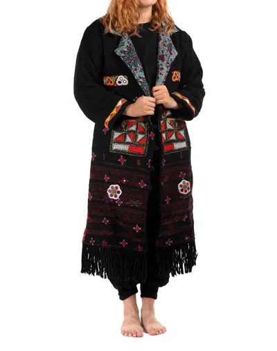 Standawt Merino Wool Coat In Black/pink/white In Multi