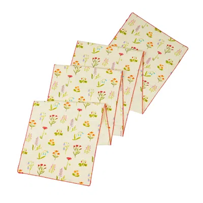 Tiramisu Spring Palette Block Print Cotton Table Runner In Yellow