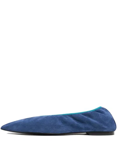 Bimba Y Lola Suede Pointed-toe Ballet Flats In Blue