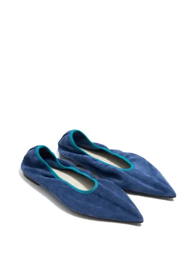 Bimba Y Lola Suede Pointed-toe Ballet Flats In Blue
