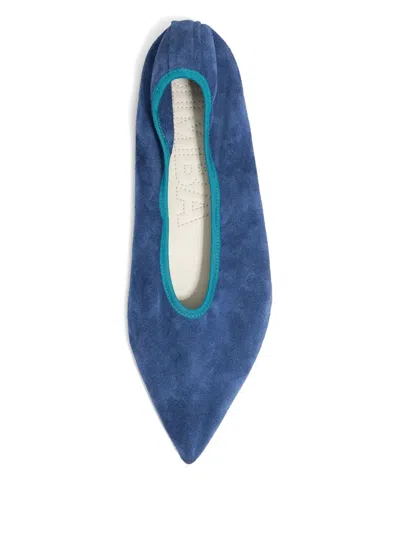 Bimba Y Lola Suede Pointed-toe Ballet Flats In Blue