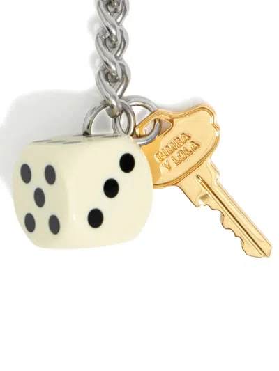 Bimba Y Lola Dice-shaped Keyring In Metallic