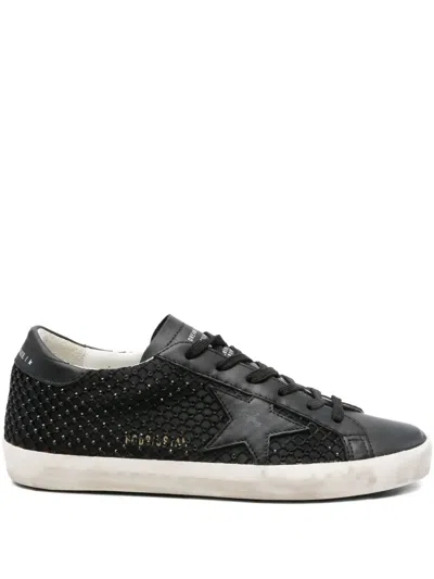 Golden Goose Super-star Black Low Trainer With Rhinestones Women In Black