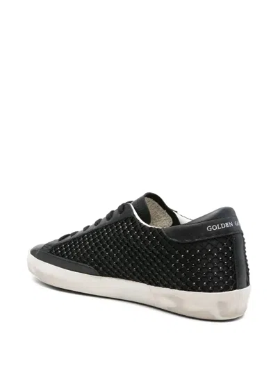 Golden Goose Super-star Black Low Trainer With Rhinestones Women In Black
