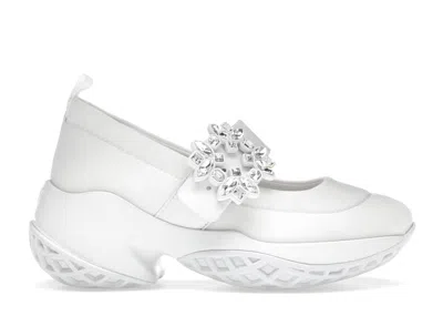 Pre-owned Roger Vivier Viv' Run Babies Crystal Buckle (women's) Sneakers In White
