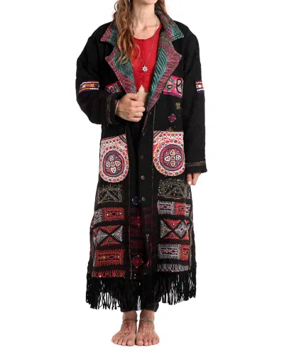 Standawt Merino Wool Coat - Plus In Black/red/green In Multi