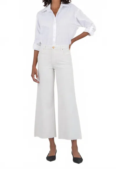 Kut From The Kloth Meg Velvet High Rise Wide Leg Pants In Ecru In White