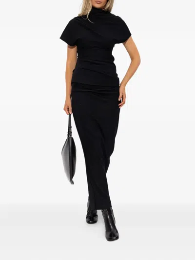 Entire Studios Flap Draped Short-sleeve Top In Black