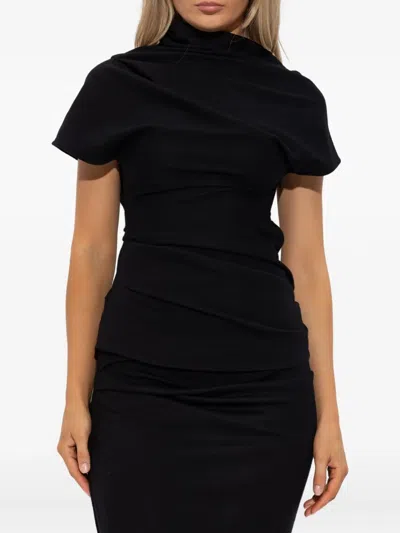 Entire Studios Flap Draped Short-sleeve Top In Black