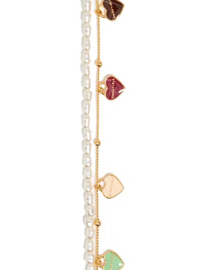 Bimba Y Lola Heart-charm Double-layer Bracelet In Gold
