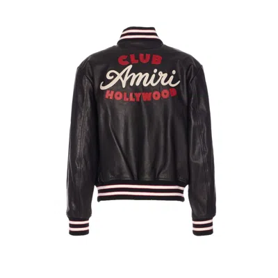 Amiri Leather Jacket With Elasticized Collar And Cuffs In Black