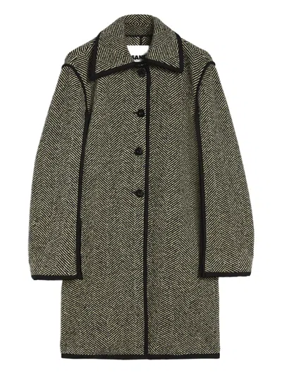Jil Sander Herringbone Pattern Mid-length Coat In Green