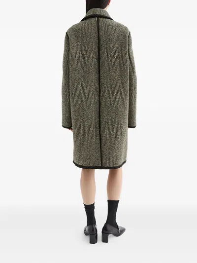Jil Sander Herringbone Pattern Mid-length Coat In Green