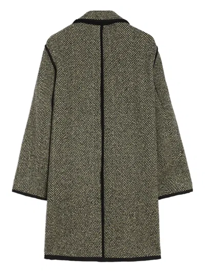 Jil Sander Herringbone Pattern Mid-length Coat In Green