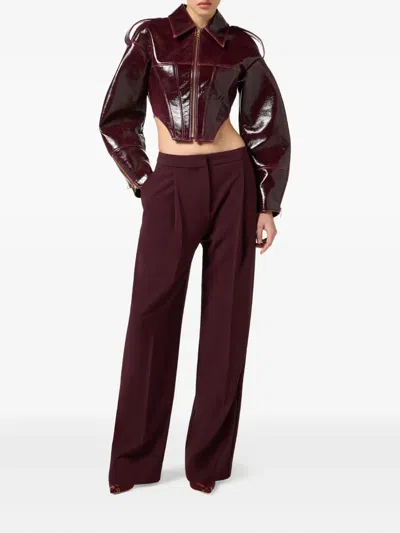 Elisabetta Franchi Trousers With Front Pleats And Belt Loops In Red